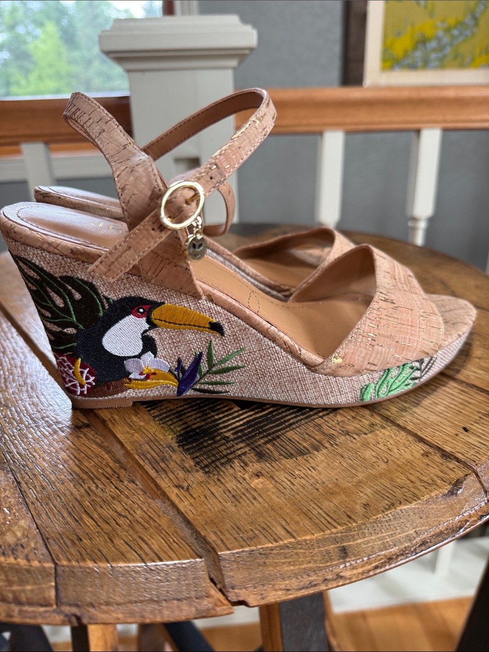 J Renee Embroidered Toucan Wedge Sandal